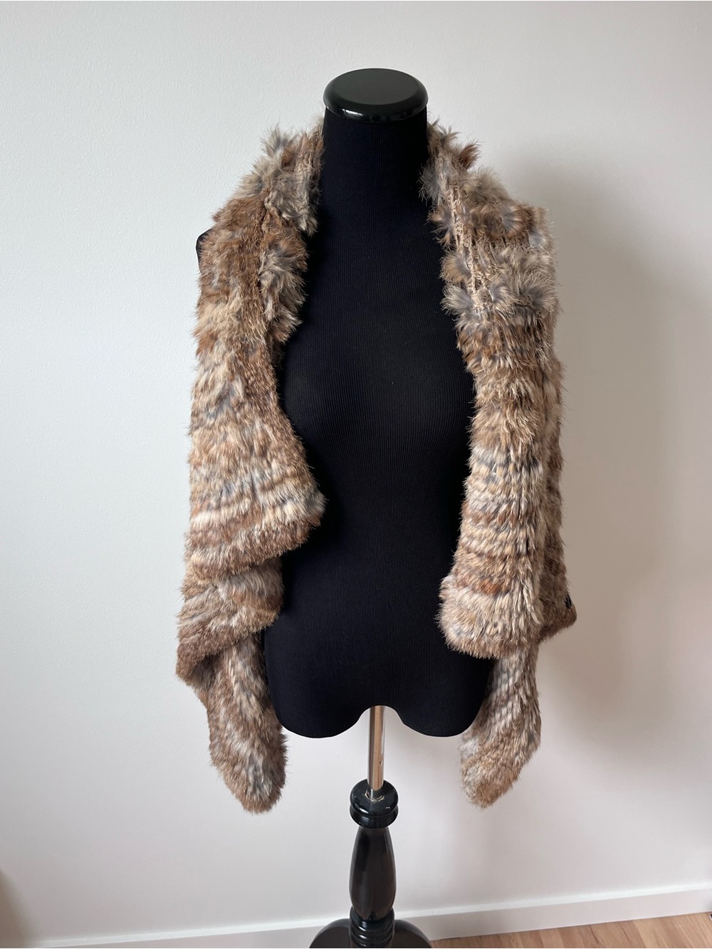 RUDSAK Faux Fur Open Front Vest in Mixed Brown Tones